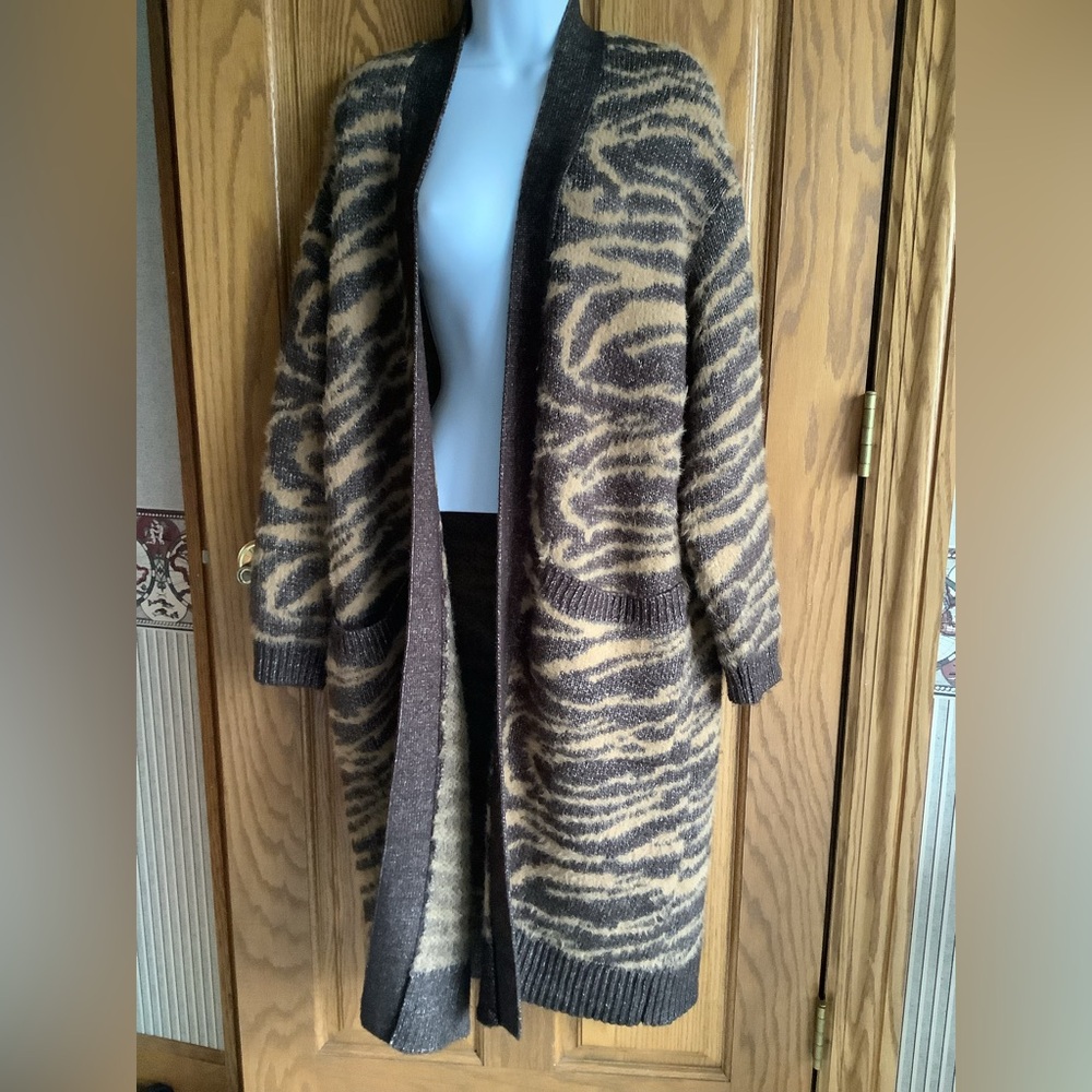 ANN TAYLOR heavy weight  long duster sweater.  XS but see measurements.